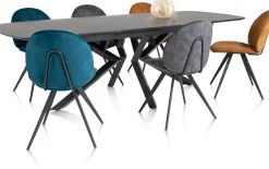 XOOON AIKO eetkamerstoel - rough off black - stof Karese - antraciet^ Eetkamerstoelen