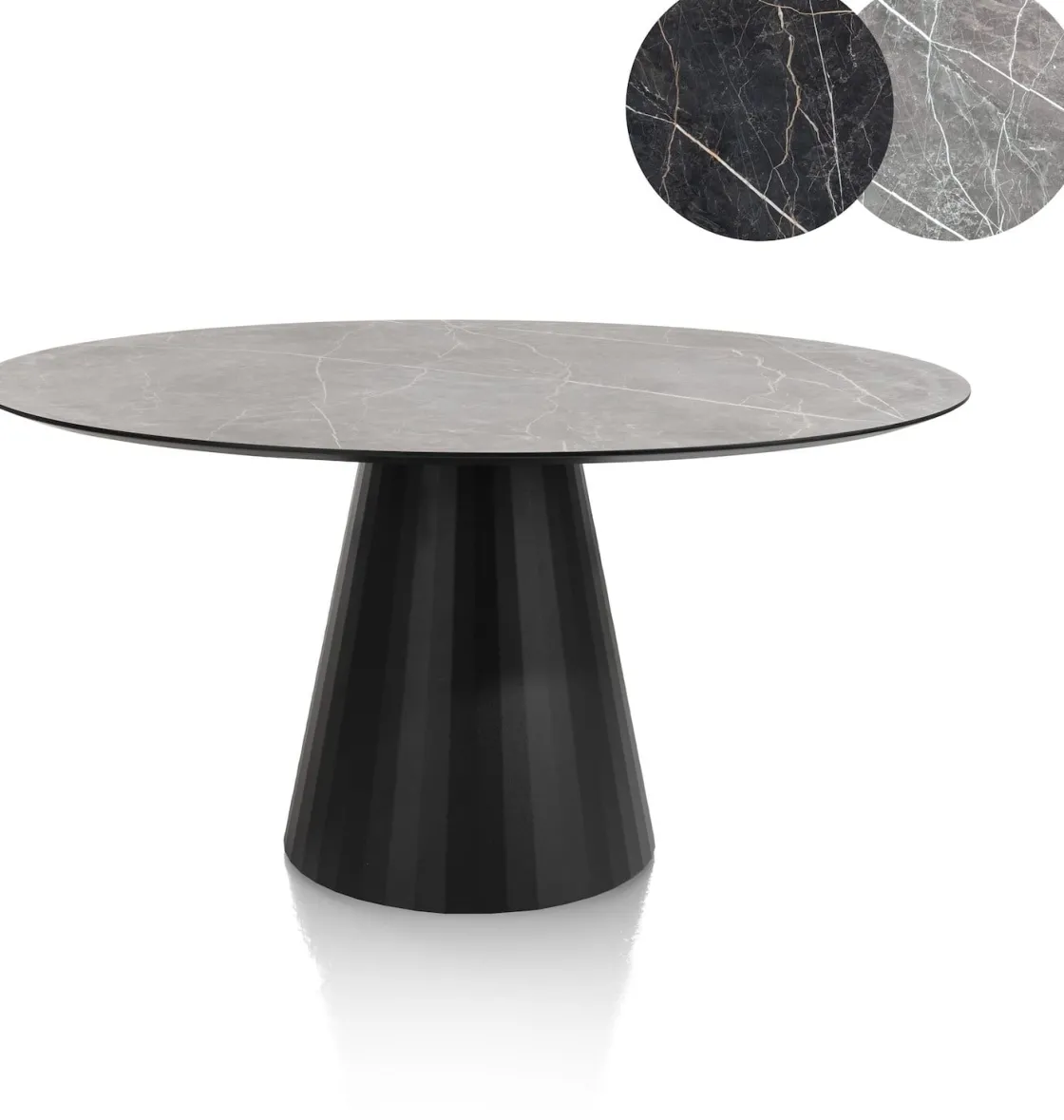 XOOON ARABAX eetkamertafel rond (150x120cm) -^ Tafelconfigurator|Eettafels