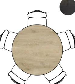 XOOON ARVADA bartafel 125 cm - rond - centrale poot - naturel eiken^ Bartafels|Tafelconfigurator
