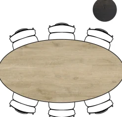 XOOON Arvada ellipsvormige eiken eettafel met metalen poot 220x110cm^ Tafelconfigurator|Eettafels