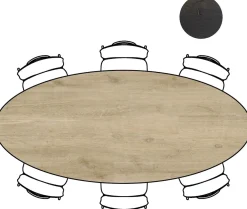 XOOON Arvada ellipsvormige eiken eettafel met metalen poten 250x110cm^ Tafelconfigurator|Eettafels