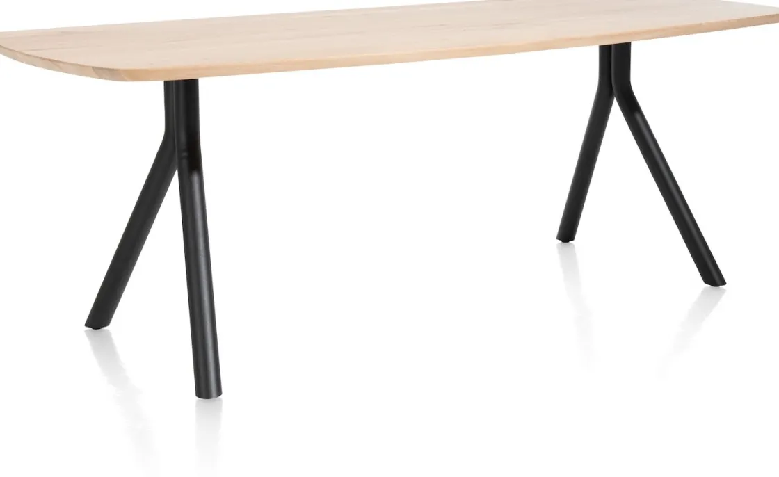 XOOON Arvada ovale eiken eettafel met zwart metalen poten 190x100cm^ Tafelconfigurator|Eettafels