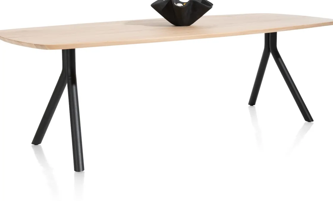 XOOON Arvada ovale eiken eettafel met zwart metalen poten 160x100cm^ Tafelconfigurator|Eettafels
