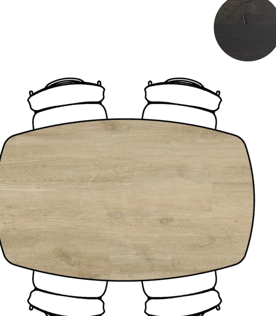 XOOON Arvada ovale eiken eettafel met zwart metalen poten 160x100cm^ Tafelconfigurator|Eettafels