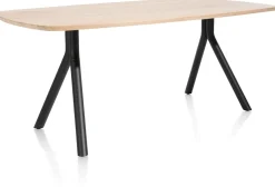 XOOON Arvada ovale eiken eettafel met zwart metalen poten 160x100cm^ Tafelconfigurator|Eettafels
