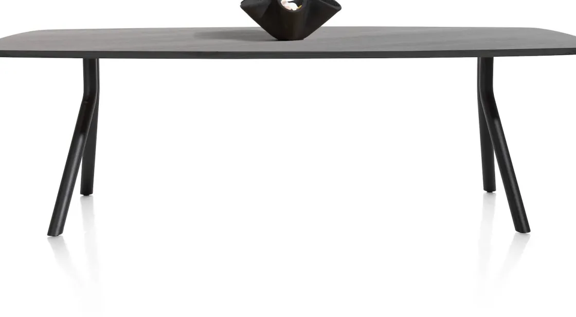 XOOON Arvada ovale eiken eettafel met zwart metalen poten 250x110cm^ Tafelconfigurator|Eettafels