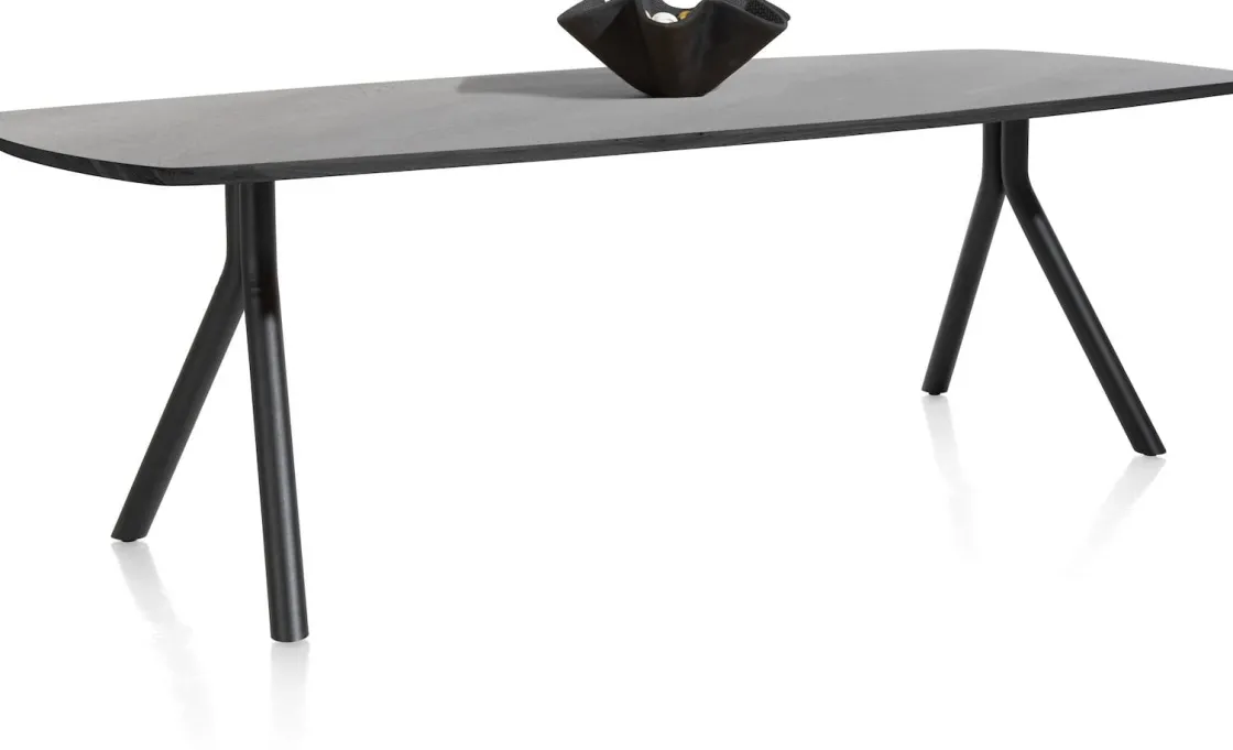 XOOON Arvada ovale eiken eettafel met zwart metalen poten 250x110cm^ Tafelconfigurator|Eettafels