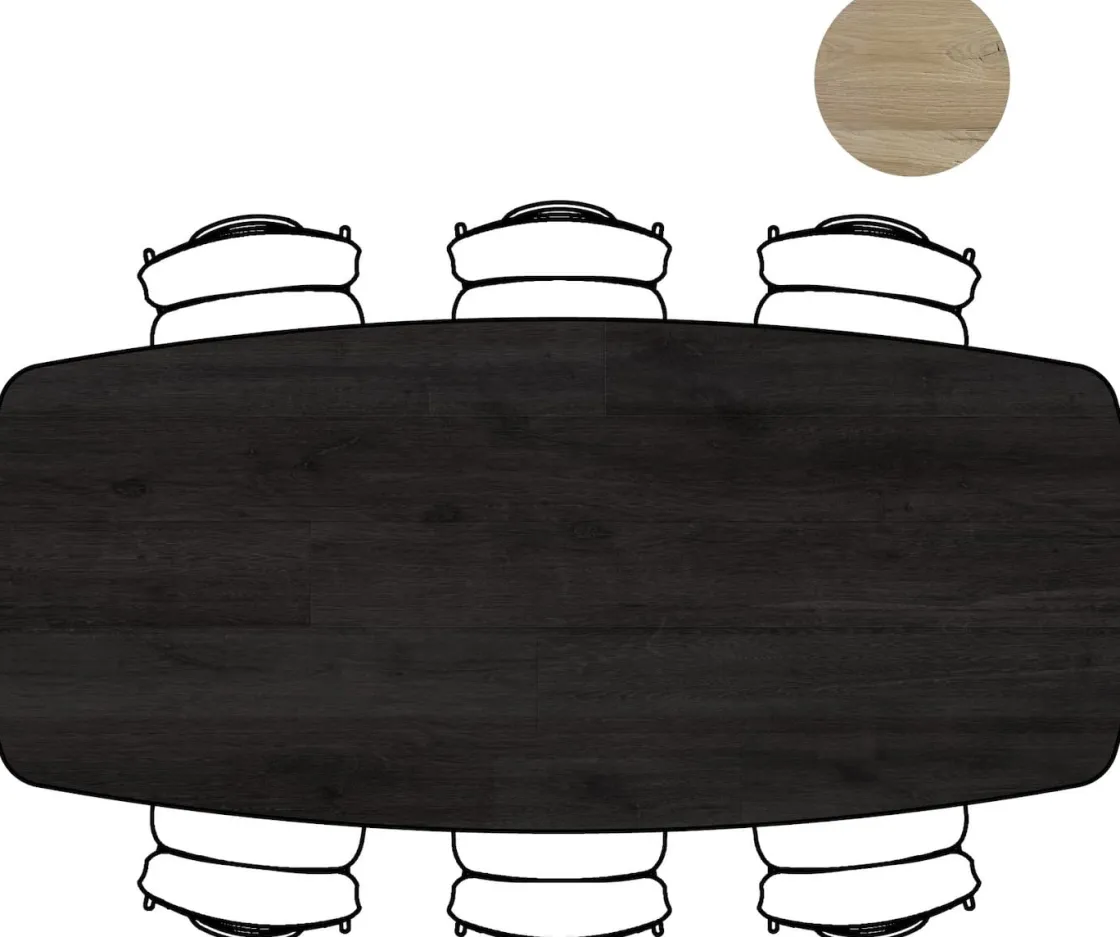 XOOON Arvada ovale eiken eettafel met zwart metalen poten 250x110cm^ Tafelconfigurator|Eettafels
