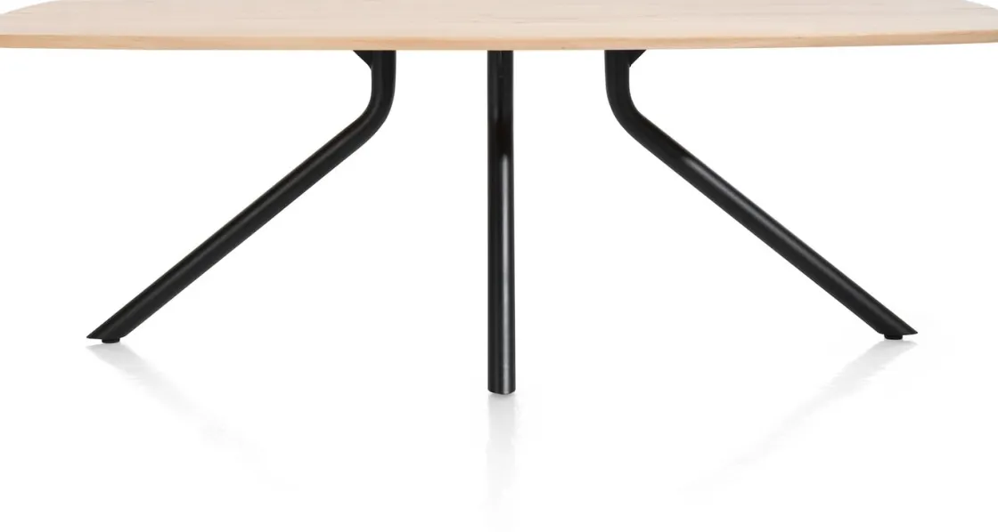 XOOON Arvada ovale eiken eettafel met zwart metalen poot 190x100cm^ Tafelconfigurator|Eettafels