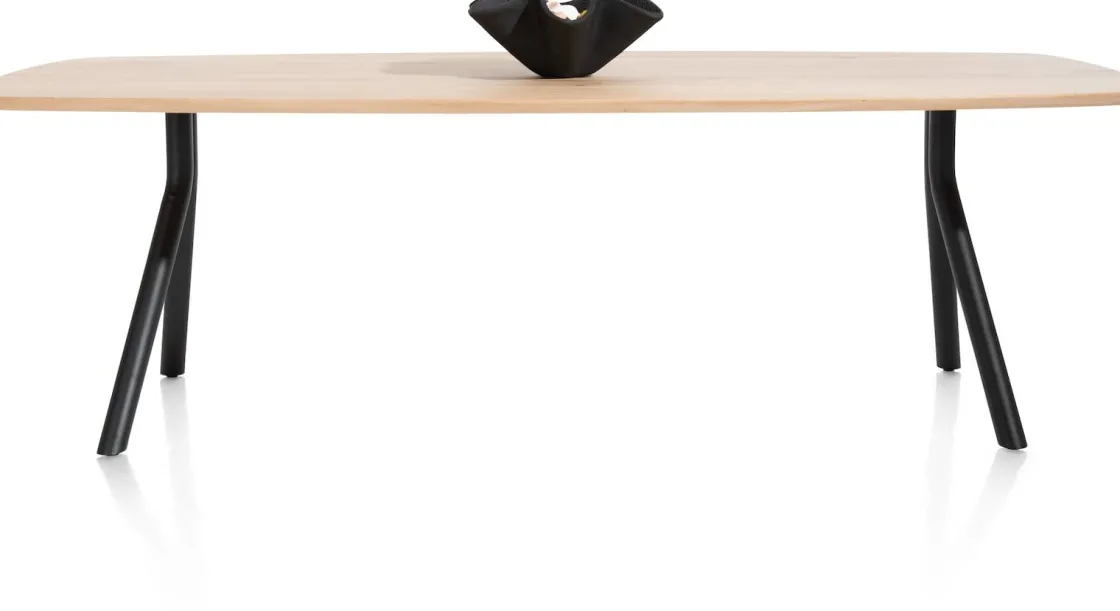 XOOON Arvada ovale eiken eettafel met zwart metalen poten 220x110cm^ Tafelconfigurator|Eettafels