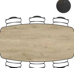 XOOON Arvada ovale eiken eettafel met zwart metalen poten 220x110cm^ Tafelconfigurator|Eettafels