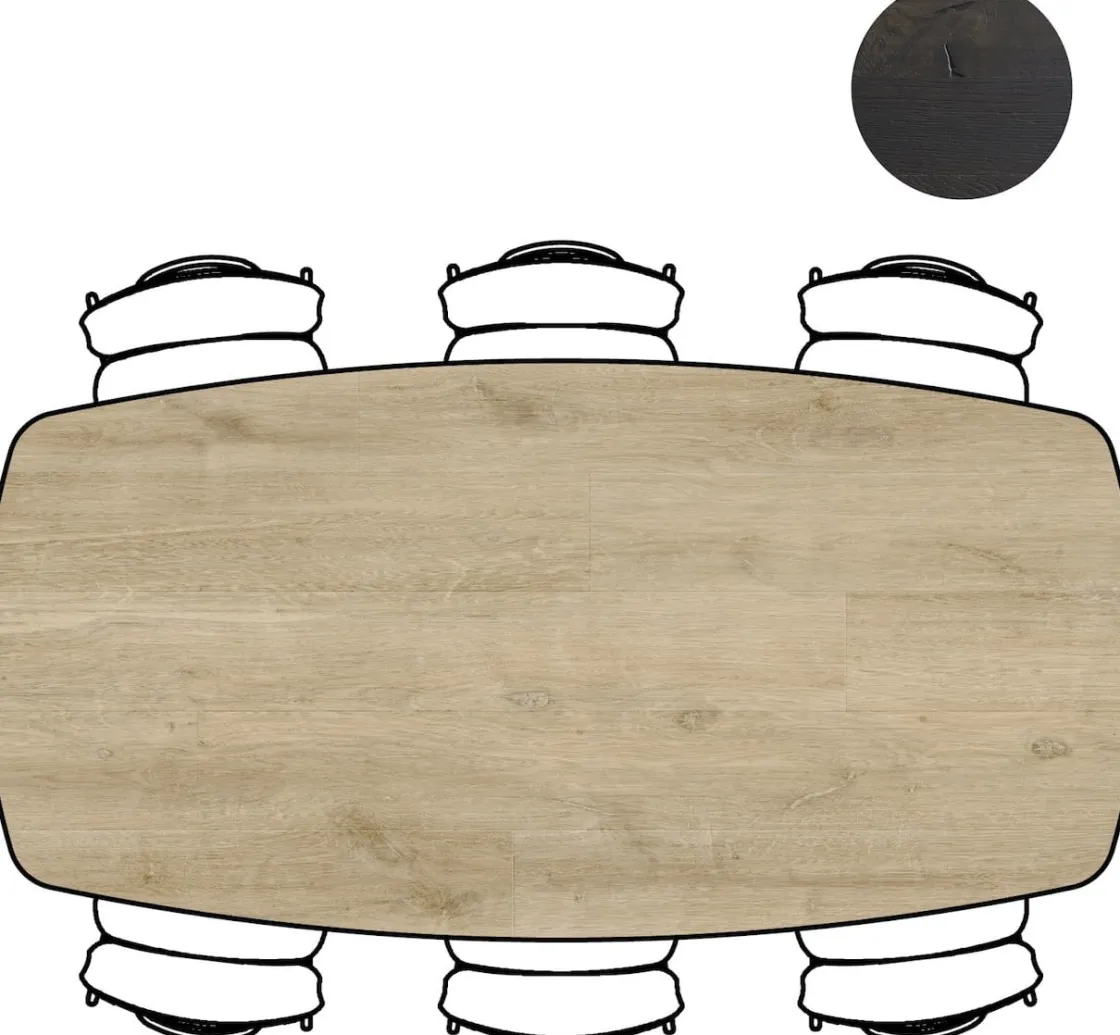 XOOON Arvada ovale eiken eettafel met zwart metalen poten 220x110cm^ Tafelconfigurator|Eettafels