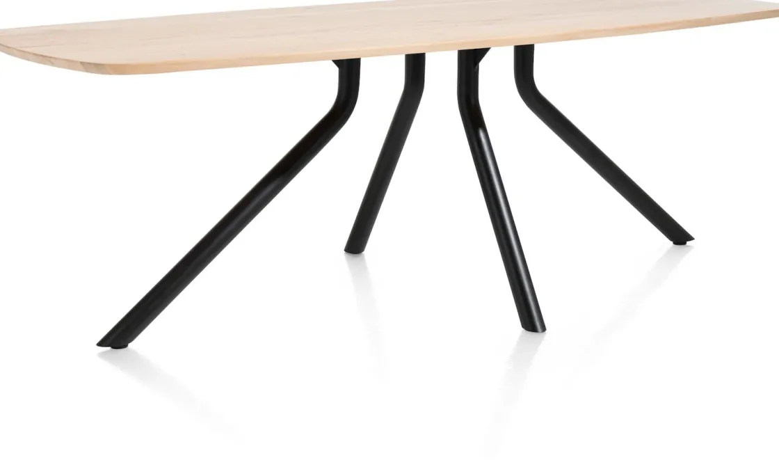 XOOON Arvada ovale eiken eettafel met zwart metalen poot 250x110cm^ Tafelconfigurator|Eettafels