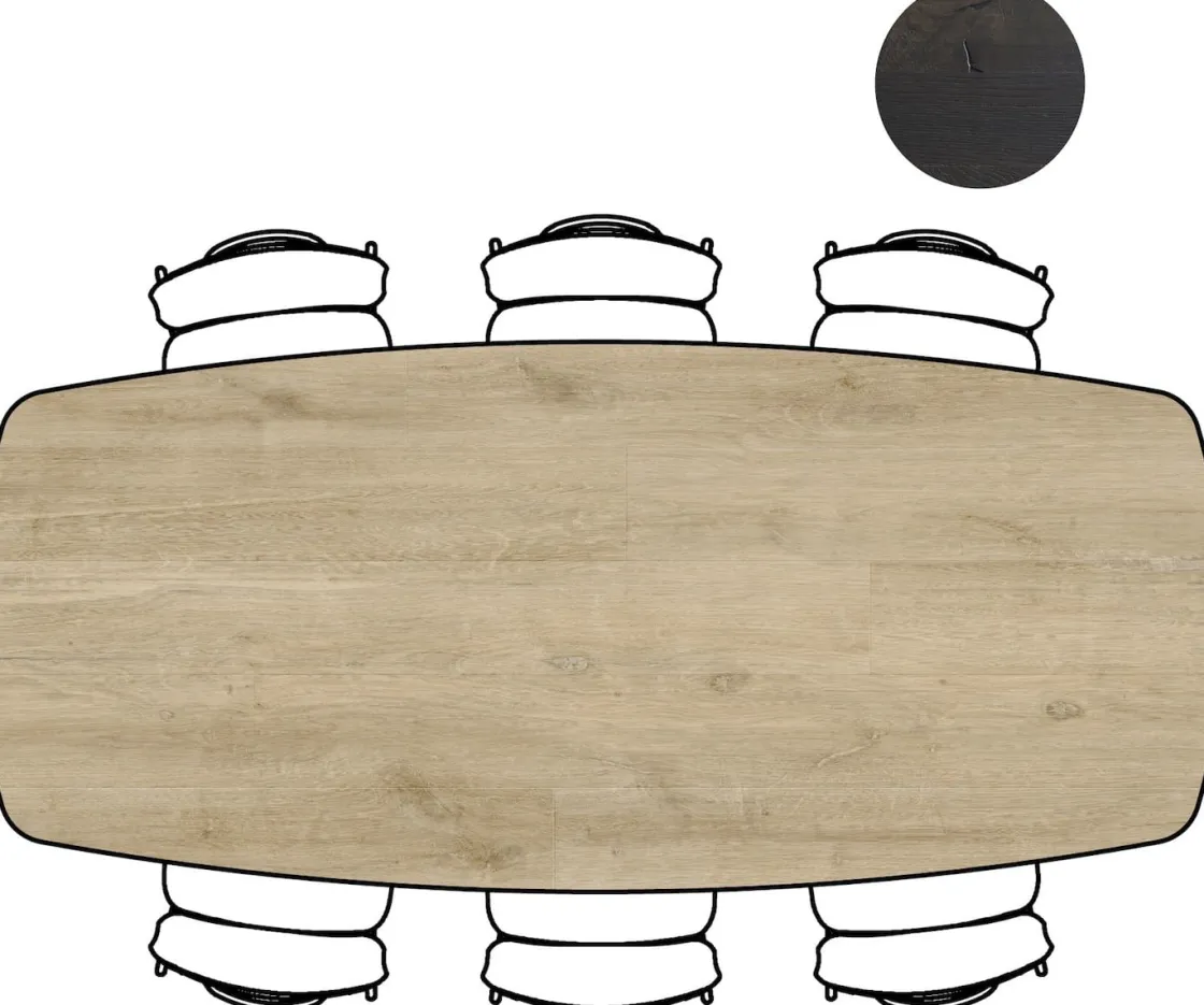 XOOON Arvada ovale eiken eettafel met zwart metalen poot 250x110cm^ Tafelconfigurator|Eettafels