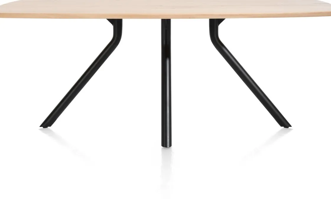 XOOON Arvada ovale eiken eettafel met zwart metalen poot 160x100cm^ Tafelconfigurator|Eettafels