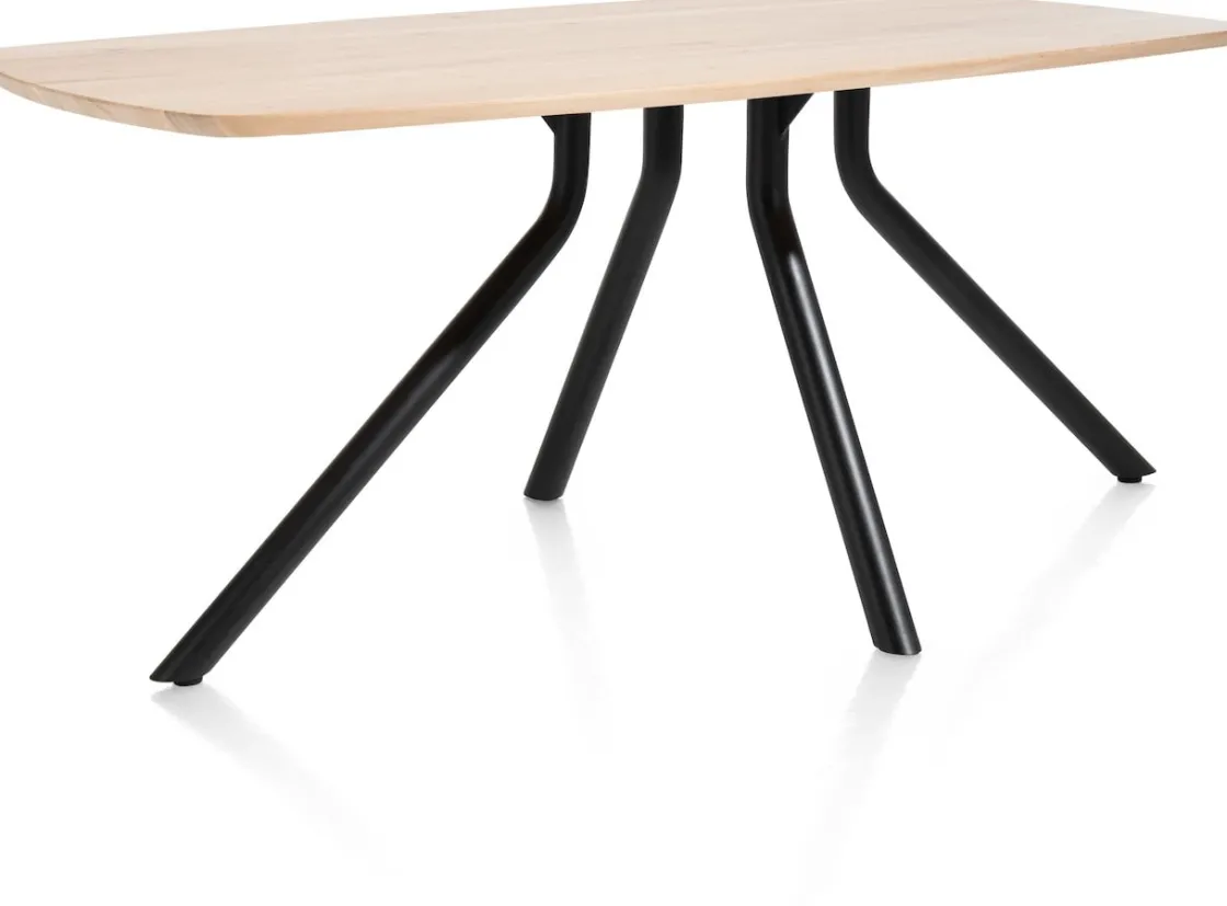 XOOON Arvada ovale eiken eettafel met zwart metalen poot 160x100cm^ Tafelconfigurator|Eettafels