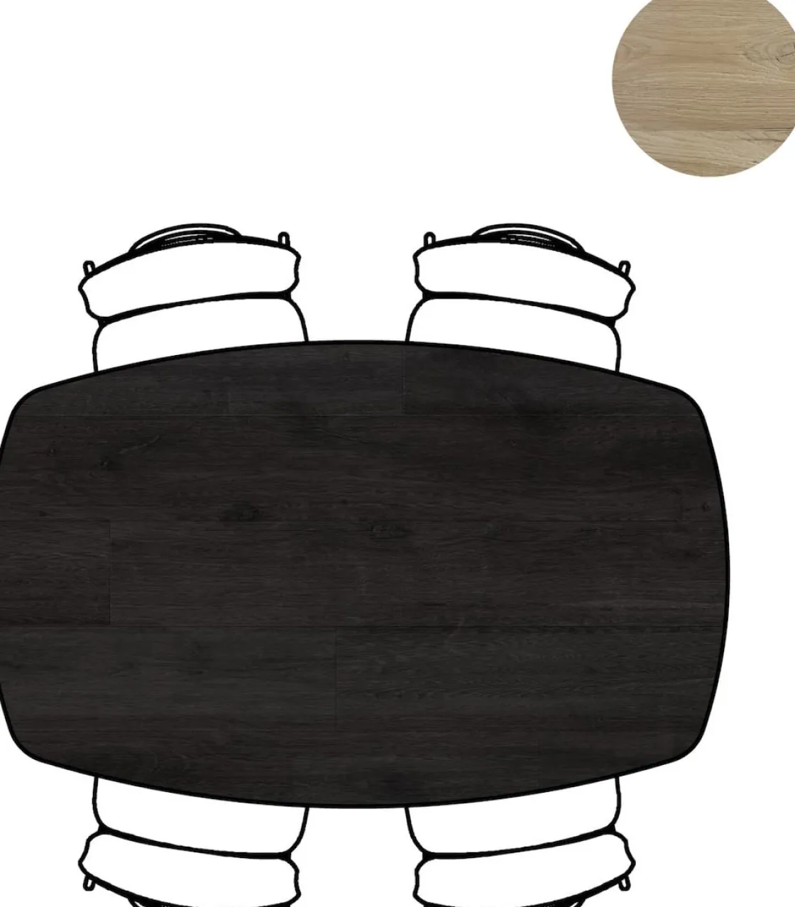 XOOON Arvada ovale eiken eettafel met zwart metalen poten 160x100cm^ Tafelconfigurator|Eettafels