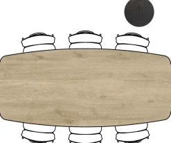 XOOON Arvada ovale eiken eettafel met zwart metalen poten 250x110cm^ Tafelconfigurator|Eettafels