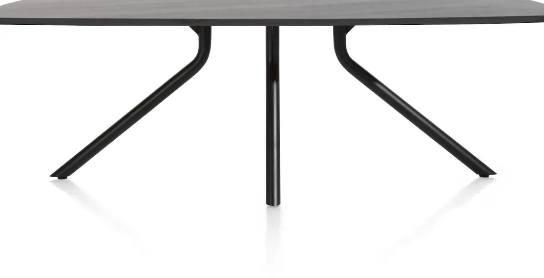 XOOON Arvada ovale eiken eettafel met zwart metalen poot 220x110cm^ Tafelconfigurator|Eettafels