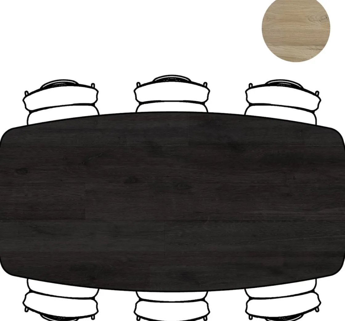 XOOON Arvada ovale eiken eettafel met zwart metalen poten 220x110cm^ Tafelconfigurator|Eettafels
