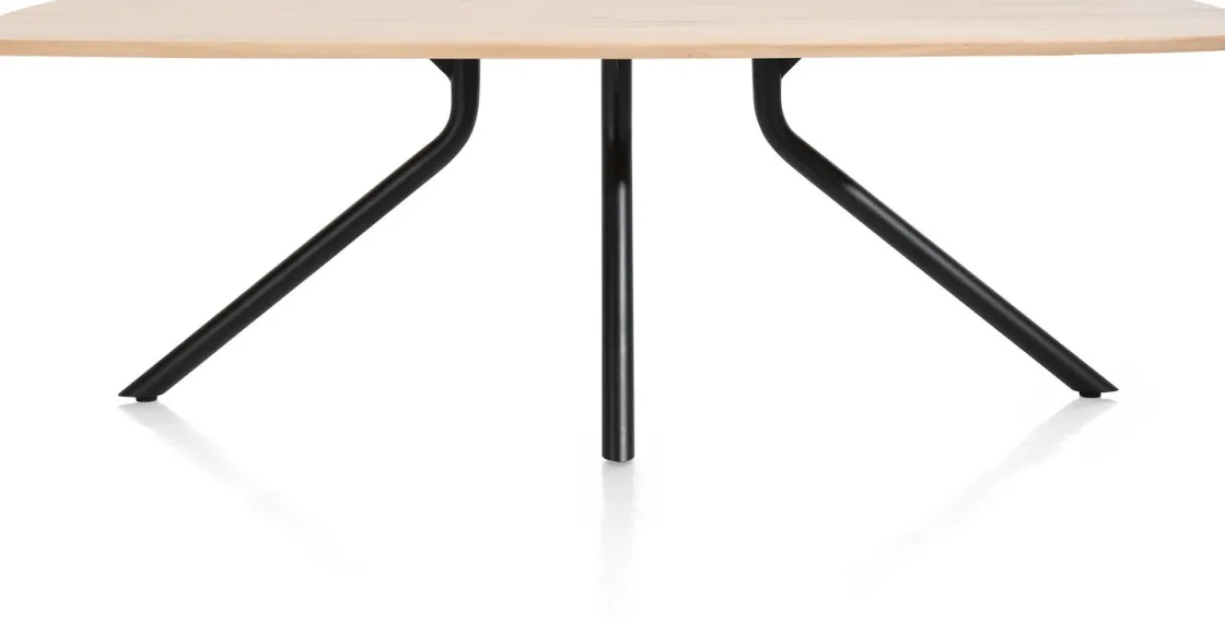 XOOON Arvada ovale eiken eettafel met zwart metalen poot 220x110cm^ Tafelconfigurator|Eettafels