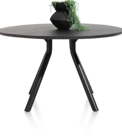 XOOON Arvada ronde eiken eettafel met zwart metalen poot 140cm^ Eettafels|Tafelconfigurator