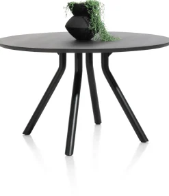 XOOON Arvada ronde eiken eettafel met zwart metalen poot 140cm^ Eettafels|Tafelconfigurator