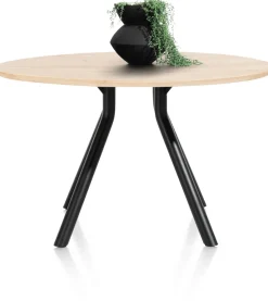 XOOON Arvada ronde eiken eettafel met zwart metalen poot 140cm^ Eettafels|Tafelconfigurator