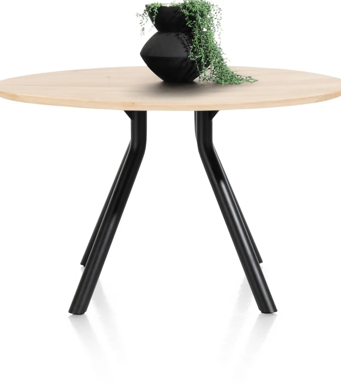 XOOON Arvada ronde eiken eettafel met zwart metalen poot 140cm^ Eettafels|Tafelconfigurator