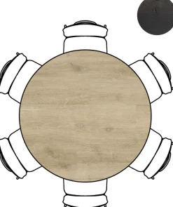 XOOON Arvada ronde eiken eettafel met zwart metalen poot 140cm^ Eettafels|Tafelconfigurator