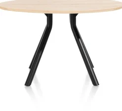 XOOON Arvada ronde eiken eettafel met zwart metalen poot 125cm^ Tafelconfigurator|Eettafels