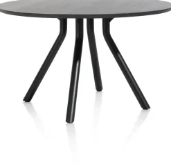 XOOON Arvada ronde eiken eettafel met zwart metalen poot 125cm^ Tafelconfigurator|Eettafels