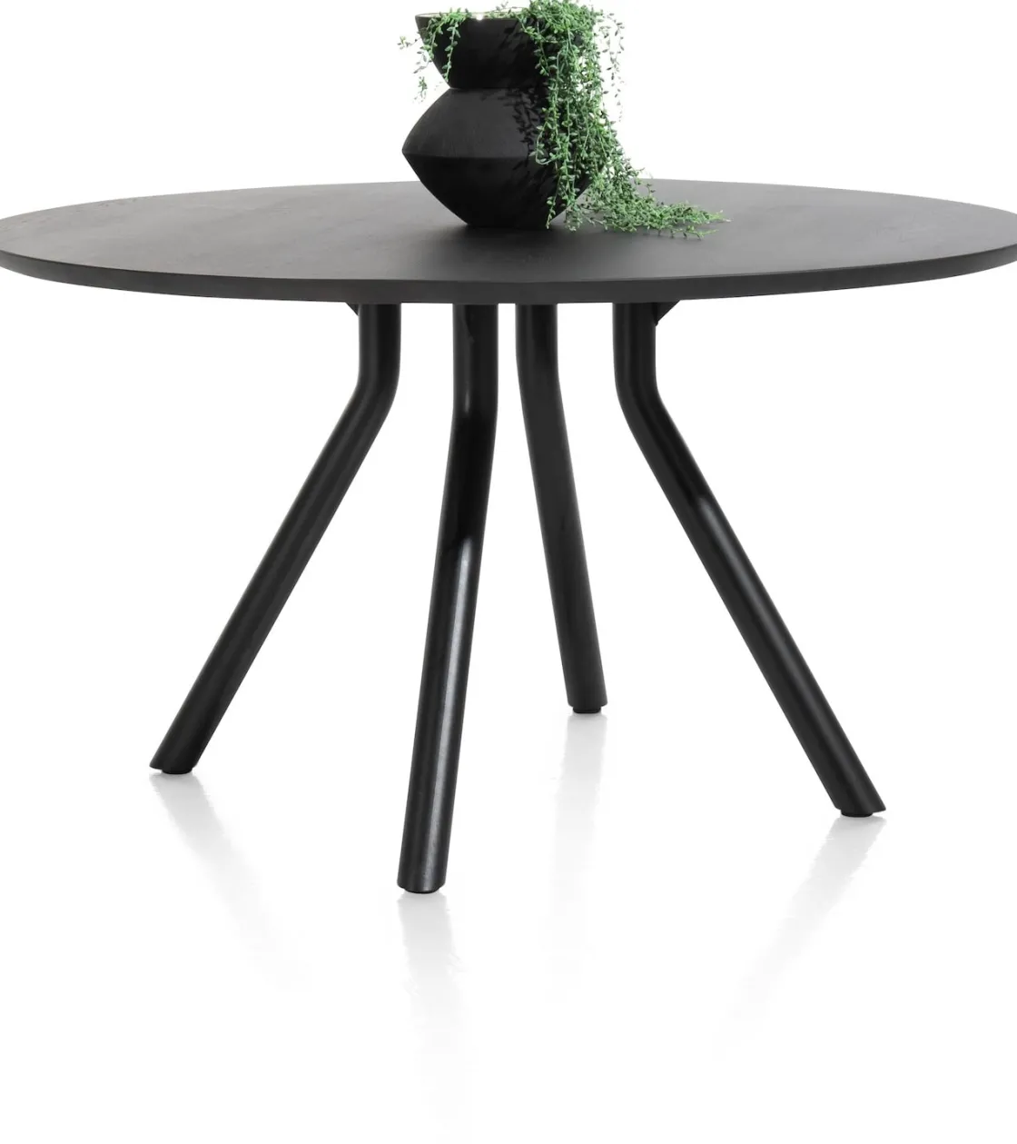 XOOON Arvada ronde eiken eettafel met zwart metalen poot 125cm^ Tafelconfigurator|Eettafels