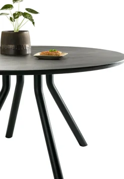 XOOON Arvada ronde eiken eettafel met zwart metalen poot 125cm^ Tafelconfigurator|Eettafels