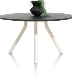 XOOON ARVADA tafel 140 cm - rond - centrale poot Nebbia - onyx^ Eettafels|Tafelconfigurator