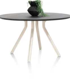 XOOON ARVADA tafel 140 cm - rond - centrale poot Nebbia - onyx^ Eettafels|Tafelconfigurator