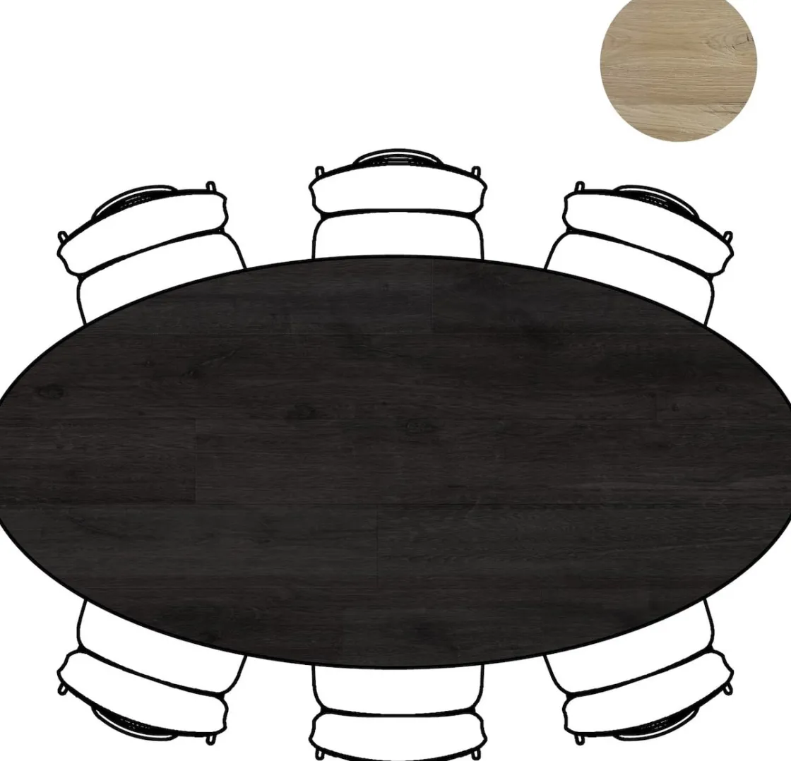 XOOON ARVADA tafel 220 x 110 cm - ellips - centrale poot Nebbia - onyx^ Tafelconfigurator|Eettafels