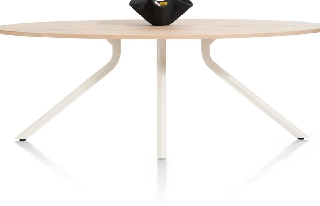 XOOON ARVADA tafel 220 x 110 cm - ellips - centrale poot Nebbia^ Tafelconfigurator|Eettafels