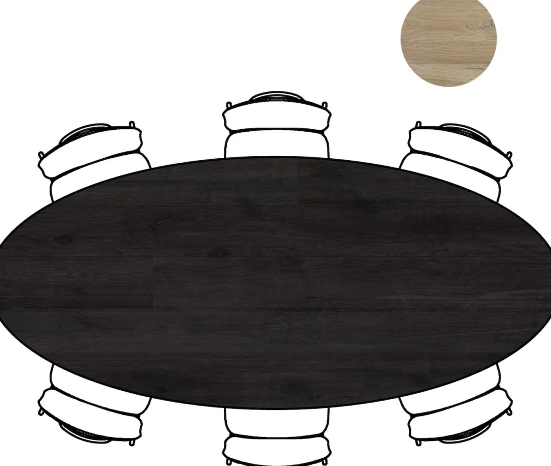 XOOON ARVADA tafel 250 x 110 cm - ellips - centrale poot Nebbia - onyx^ Tafelconfigurator|Eettafels
