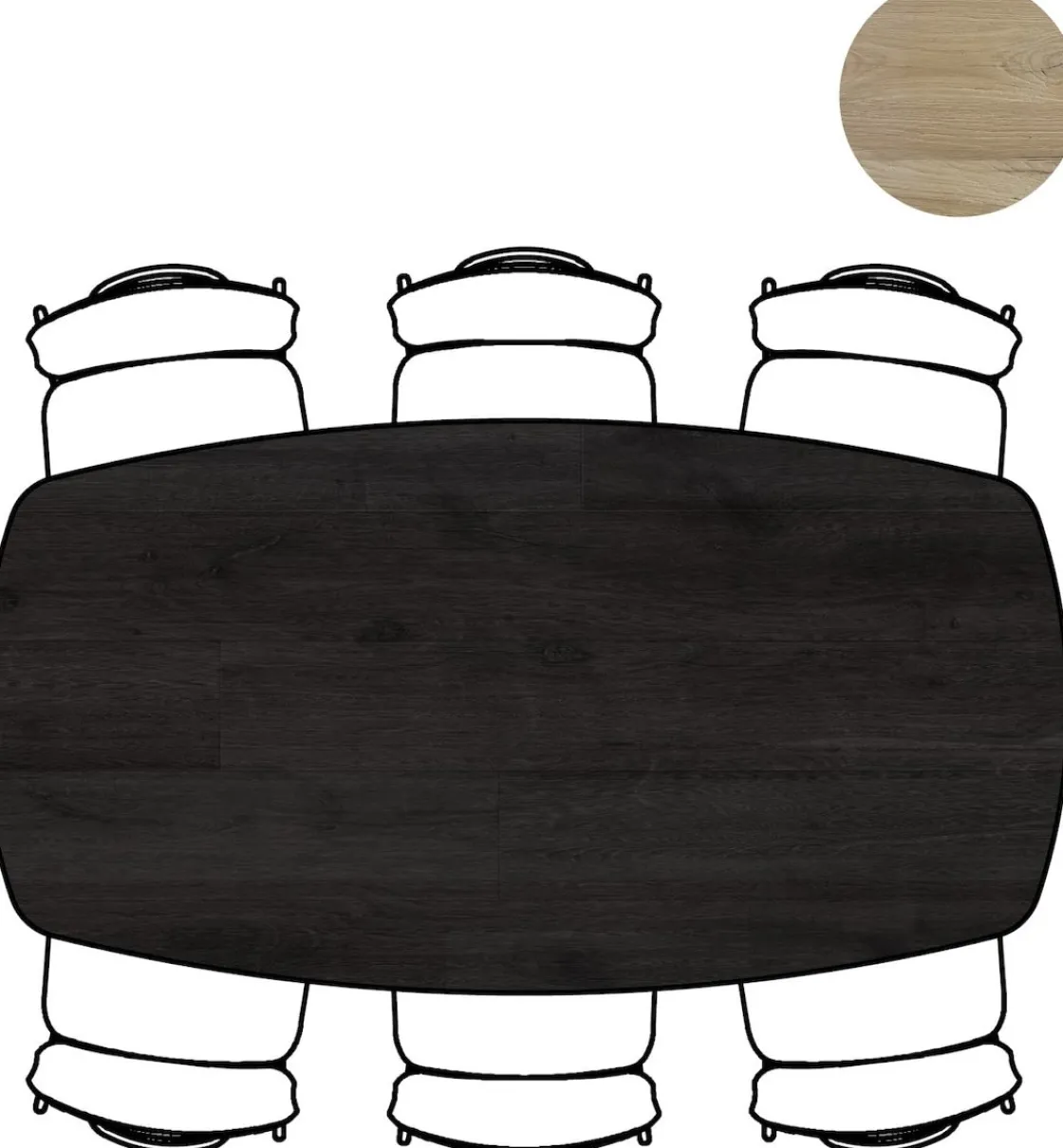 XOOON ARVADA tafel 190 x 100 cm - ovaal - centrale poot Nebbia - onyx^ Tafelconfigurator|Eettafels