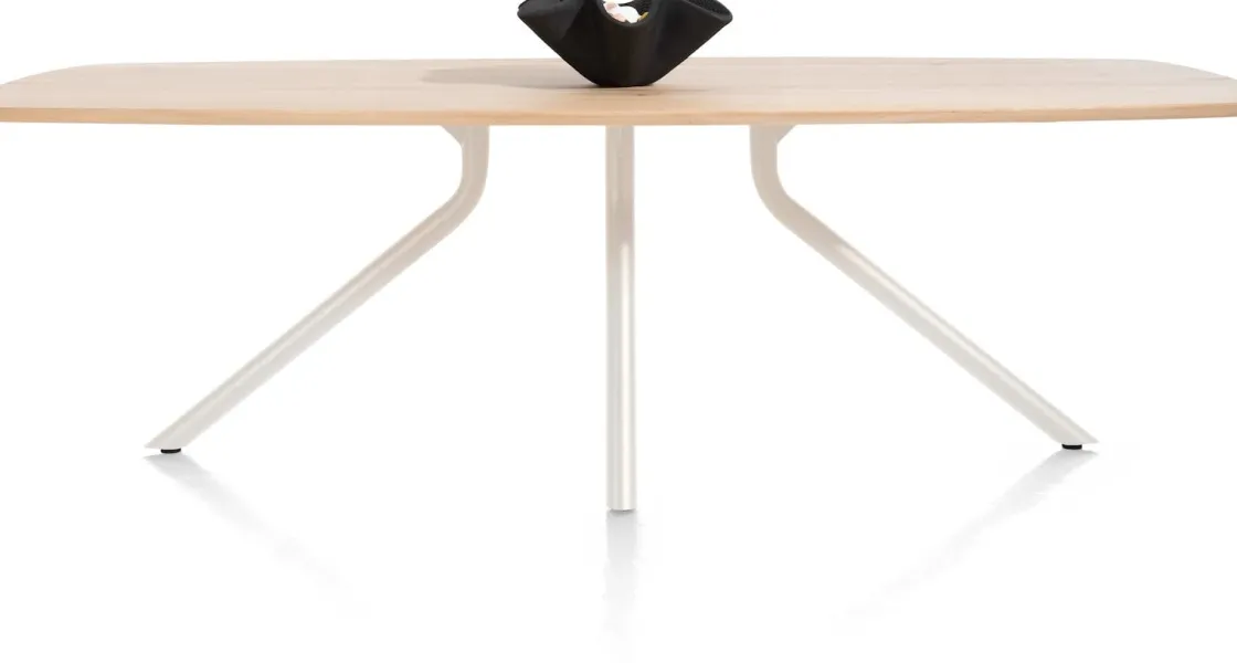 XOOON ARVADA tafel 250 x 110 cm - ovaal - centrale poot Nebbia^ Tafelconfigurator|Eettafels