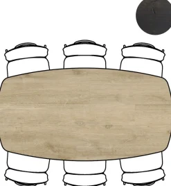 XOOON ARVADA tafel 190 x 100 cm - ovaal - centrale poot Nebbia^ Tafelconfigurator|Eettafels