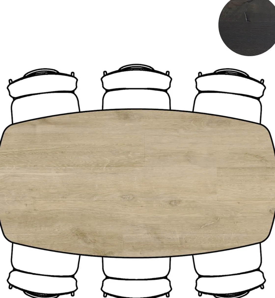 XOOON ARVADA tafel 190 x 100 cm - ovaal - centrale poot Nebbia^ Tafelconfigurator|Eettafels