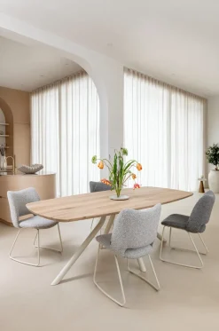 XOOON ARVADA tafel 160 x 100 cm - ovaal - centrale poot Nebbia^ Tafelconfigurator|Eettafels