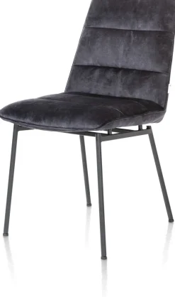 XOOON Aurora velours eetkamerstoel met zwart metalen frame^ Eetkamerstoelen