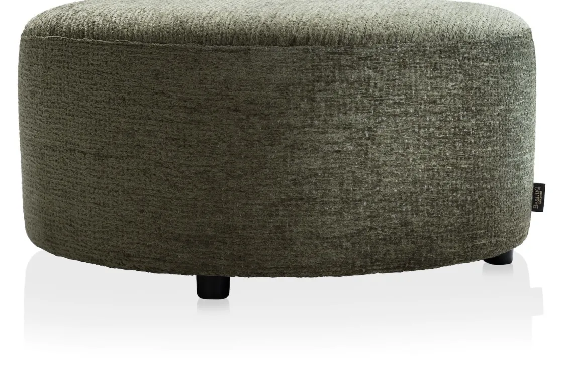 XOOON BeautiQ - Chic poef - rond 80 cm in de kleur Olijf - COCOmaison^ Poef/Hockers|Woonaccessoires