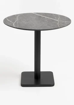 XOOON Brest bistrotafel marble light grey (D80cm) kleur Zwart^ Eettafels|Woonaccessoires