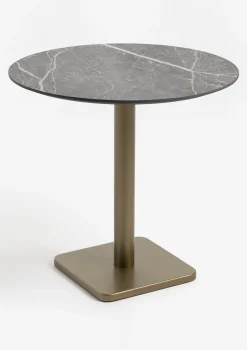 XOOON Brest bistrotafel marble light grey (D80cm) kleur Goud^ Woonaccessoires|Eettafels