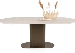 XOOON Brianto, eetkamertafel 240 x 100 cm - keramiek blad Travertin - Steel Brown^ Eettafels|Tafelconfigurator