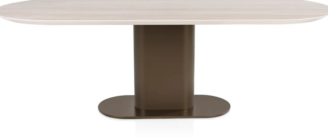 XOOON Brianto, eetkamertafel 240 x 100 cm - keramiek blad Travertin - Steel Brown^ Eettafels|Tafelconfigurator